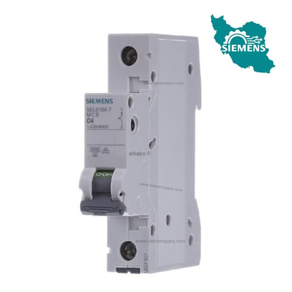 Miniature switch, single-pole, 4 amp, Siemens, model 5SL6104-7 کلید مینیاتوری تک پل 4 آمپر زیمنس مدل 5SL6104-7