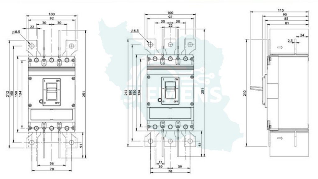کلید اتوماتیک63آمپر سه پل زیمنس سری 3VJ